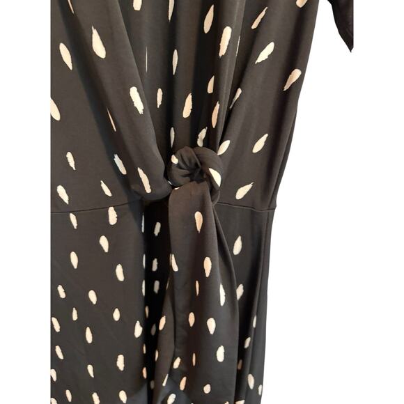 Estelle Black White Print Tie Waist Casual Short Sleeve Dress Small Small - Picture 3 of 10